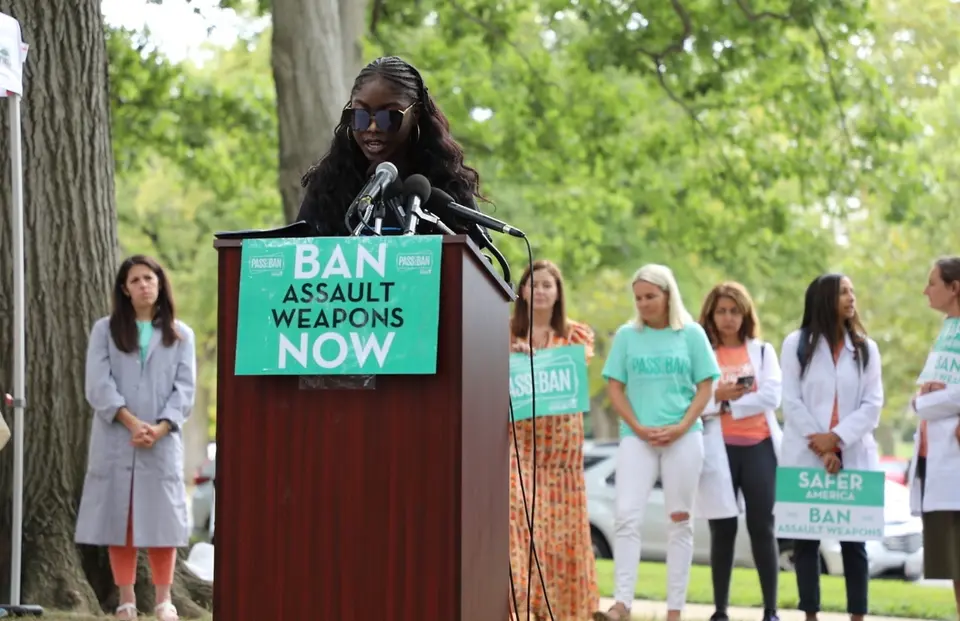 Aalayah Eastmond presents at the assault weapons ban rally in 2022